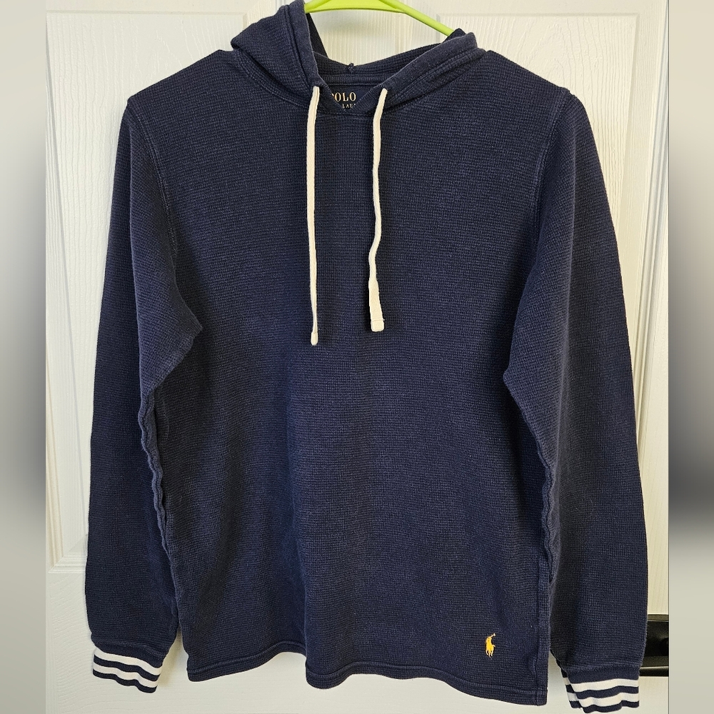 Polo Ralph Lauren Men's Navy Blue Thermal Waffle Knit Hoodie Size Small